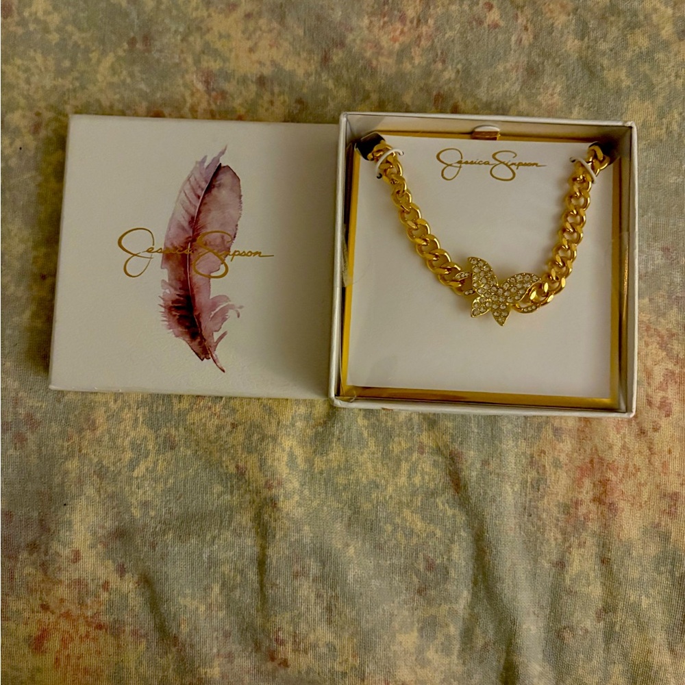 NEW Jessica Simpson Gold Butterfly Necklace